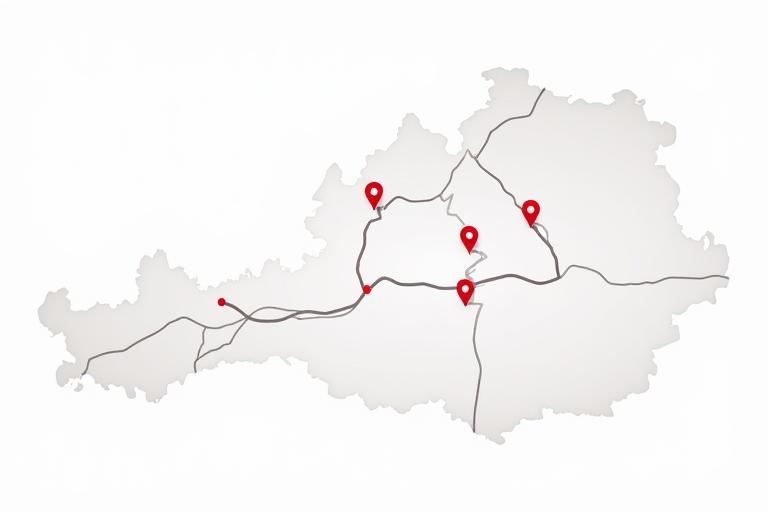Vereinfachte Grafik, die das österreichische Straßennetz darstellt.