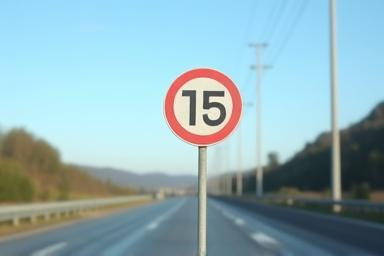 Geschwindigkeitsbegrenzungsschild auf einer Autobahn.